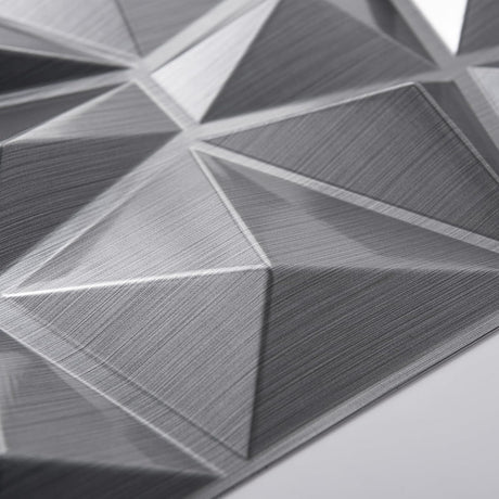 Set Pannelli 3D da 6pz 50x50cm da parete in Pvc effetto diamantato grigio metallo