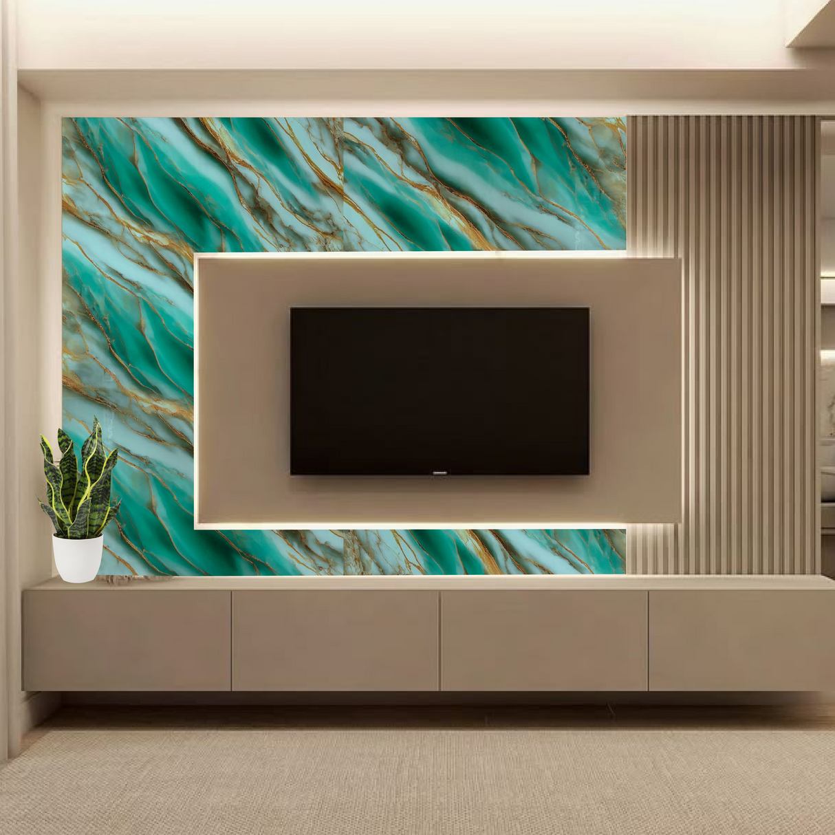Rotolo Adesivo da Parete  - 300x120 cm - Verde oro e bianco